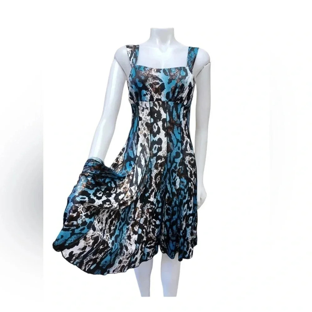 Frank Lyman Animal Print  Sequins Sleeveless Midi Dress Size 4